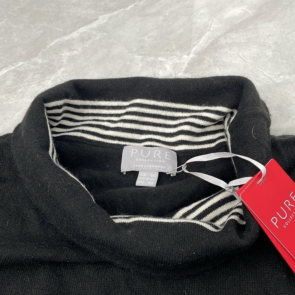 Women's Pure Collection 100% Cashmere Bardot 3/4th Sleeve Sweater Size 8/10 - Picture 11 of 15